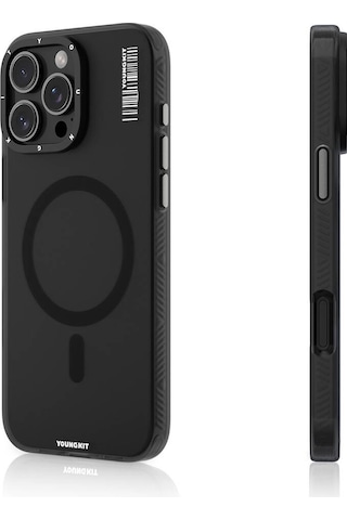 Apple Uyumlu iPhone 16 Pro Max Uyumlu Kılıf Magsafe Şarj Özellikli Youngkit Hidden Sand Serisi Kapak Siyah