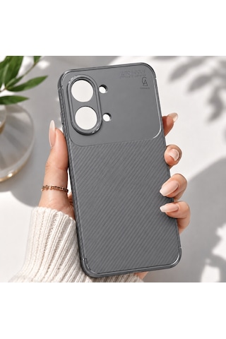 Xiaomi Poco X8 Pro Max Uyumlu Kılıf Karbon Tasarım Kamera Korumalı Silikon Telefon Kılıfı Kapak Gri