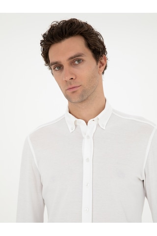 Cacharel Beyaz Slim Fit Pamuk Karışımlı Gömle 15841036
