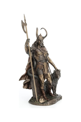 Bronz İskandinav Tanrısı Loki Kötülük Ve Kurnazlık Tanrısı Heykel Biblo Ev Dekoru
