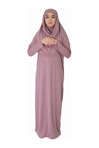 Yeni Gül Kurusu Fermuarsız Namaz Elbisesi Gülkurusu