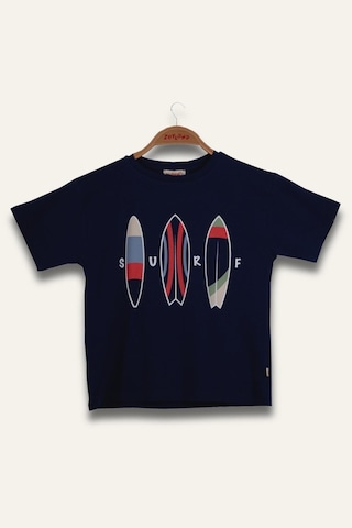 Erkek Çoçuk Sörf Baskılı T-shirt - Lacivert Lacivert