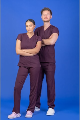 Tek Üst Unisex Kalıp Mürdüm Likralı Hemşire / Doktor Forması Scrubs Mor
