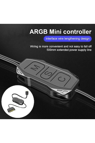 Ar-1 Argb Denetleyici Kabloyu Uzat Geniş Uyumluluk 3 Pin - Sata Pin Güç Kaynağı Siyah Mini Rgb Denetleyici