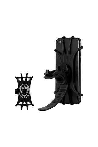 Ebitda Silikon Bisiklet Telefon Tutucu Standı - Siyah, Uzunluğu Ayarlanabilir, Bisiklet, Scooter İçin Altın