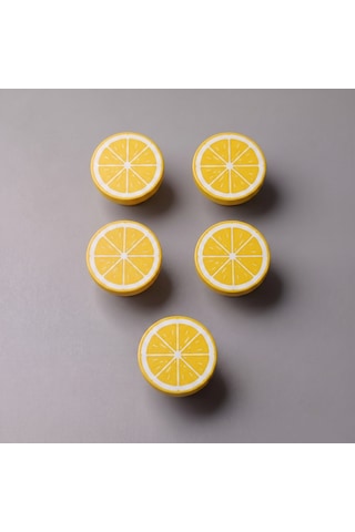 5 Adet Set Limon Görünümlü Dolap Kulpu Çocuk Odası, Mutfak Ve Banyo Mobilya Kulp Sarı