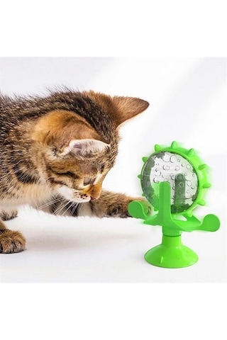Vantuzlu Zilli İnteraktif Dönebilen Mama Kaplı Renkli Eğlenceli Eğitici Kedi Oyuncağı 5047