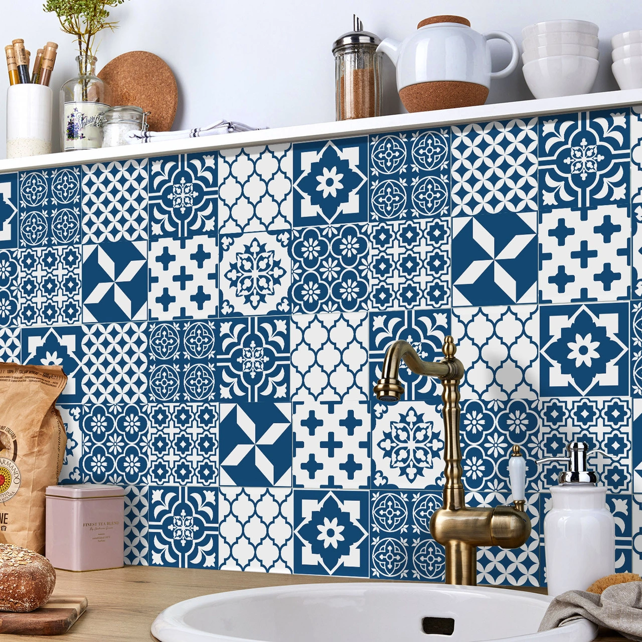 Geeroyoo 24 Adet Pvc Mdf Duvar Sticker, Suya Ve Yağa Dayanıklı, Otomatik Yapışkan, 15x15cm, Mutfak/banyo Dekorasyonu, Zanaatî Çiçek Desenli Diğer