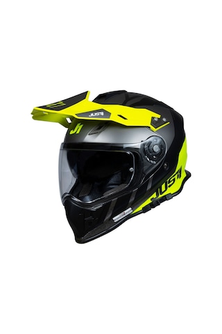 Just1 J34 Pro Outer Space Kapalı Motosiklet Kaskı Siyah Antrasit Sarı Gri - Sarı