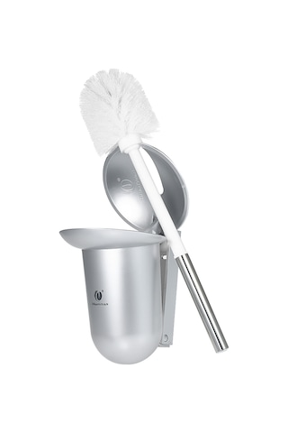 Qingmipy Duvar Montajlı Modern Tuvalet Fırçası Ve Saklama Kabı - Abs Malzeme, Otomatik Açılıp Kapanan Kapaklı Gümüş