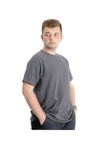 Mode Xl Büyük Beden Erkek T-Shirt Bisiklet Yaka Waffle 20033 Siyah 001