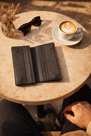 Velse Man Hakiki Deri Mıknatıslı Kart Ve Telefon Bölmeli Unisex Cüzdan Vs.blkt.0943 Siyah