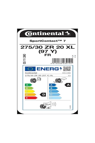 Continental 275/30z R20 97y XL Fr Sportcontact 7 Yaz Lastiği 2026