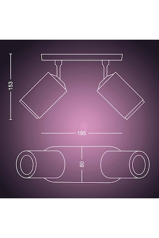 Philips Hue Fugato Çift Spot Renkli Akıllı Led Armatür, Siyah, 2x4.2w - 25.000 Saat Ampul Kullanım Ö Sku: Smg8690010191502
