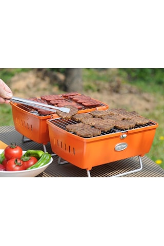 Turuncu Prtk Mangal Taşınabilir Katlanabilir Portatif Çift Taraflı Alüminyum Döküm Kömürlü Outdoor Piknik Tasarım Ödüllü Grill Table Barbekü Diğer