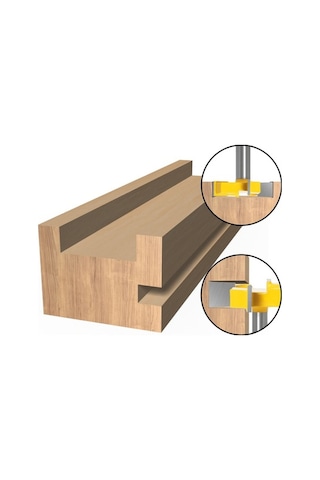 Pazly 8mm Şaft 4 Kenar T Tipi Yiv Kesici, Ahşap İşleme Matkap Ucu