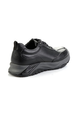 Siyah Hakiki Deri Erkek Sneaker E01307270703 Siyah