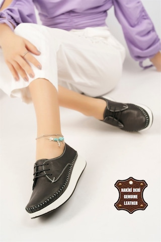 Elit Mn83c Kadın Hakiki Deri Espadril Siyah - Beyaz Siyah - Beyaz