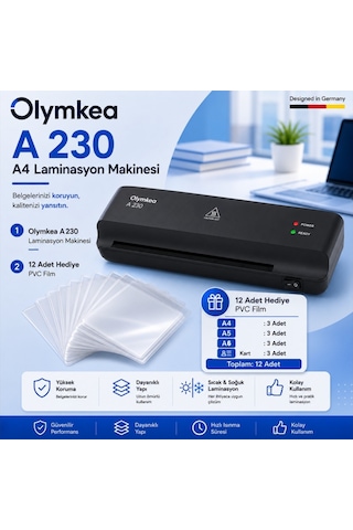 Olymkea A230 A4 Laminasyon Makinası&12 Adet Pvc Film Hediyeli