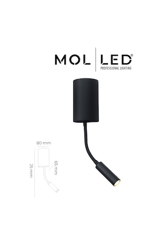 Molled Aura Serisi Siyah Okuma Lambalı Dekoratif Gu10 Duylu Aplik - Mol8117