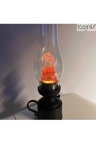 Novahub Calcifer Gece Lambası - Şarj Edilebilir Howl In Yürüyen Şatosu, Hediye Seçeneği Kırmızı Kırmızı