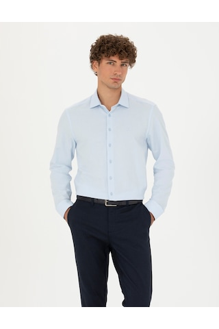Pierre Cardin Erkek Açık Mavi Desenli Gömlek 50275511-vr003 Açık Mavi