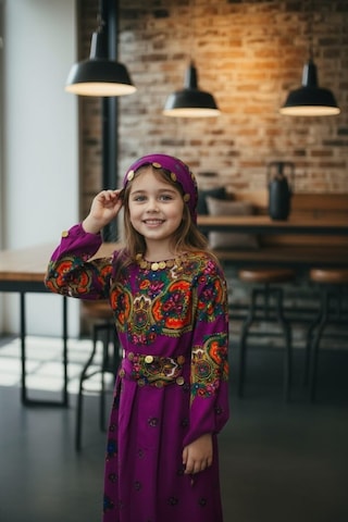 Bawcompany Yöresel Hamavi Kız Çocuk Elbise Ürün Ölçülerine Göre Sipariş Veriniz. Şal Ve Kuşak Birlikte Mor