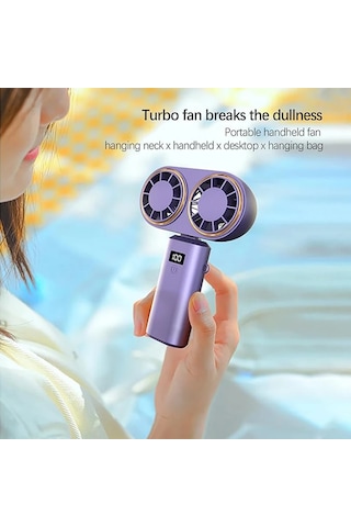 El Kişisel Fan Kompakt Şarj Edilebilir Çift Fan Soğutucu Şarj