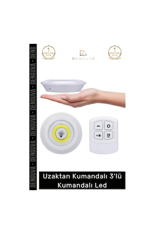 Ledspot Uzaktan Kumandalı Yapışkanlı Pilli Kablosuz Dokunmatik Mutfak 3'lü Led Spot 1 Adet