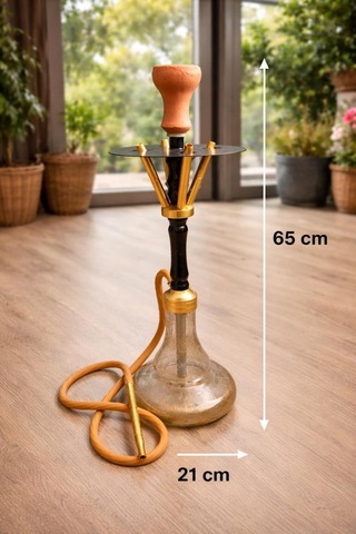Nargile Takımı 65 Cm Orta Boy Cam Şişe 21 Cm Ev & Kafe İçin Şık Nargile Seti
