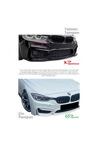 BMW F30-F80 M3 Ön Lip-Ek (Çin Tampon Uyumlu) Plastik Parlak Siyah