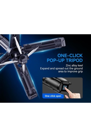 Ss22 Tripod Manyetik Bluetooth Özellikli Selfie Çubuğu - 360 Dönebilen Profesyonel Vlog Standı