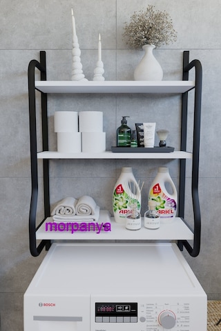 Morpanya Bony Çamaşır Makinesi Üstü Düzenleyici Raf Banyo Dolabı Rafı Makina Üstü Dolap Raf Beyaz