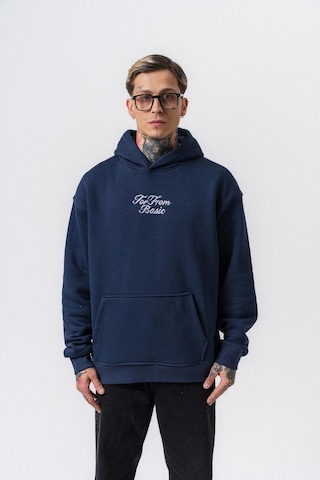 Respire Erkek Far From Basic Nakışlı Kapüşonlu Oversize Hoodie Lacivert