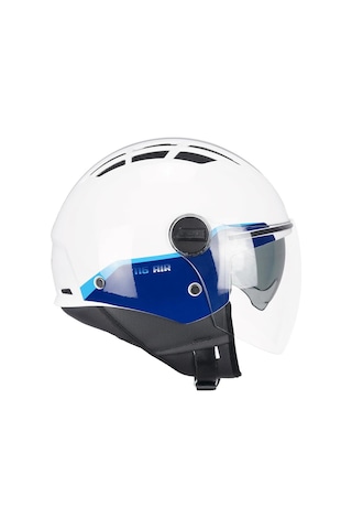 Cgm 116G Aır Bıco Uzun Vizör Güneş Vizörlü Açık Kask Mavi Beyaz