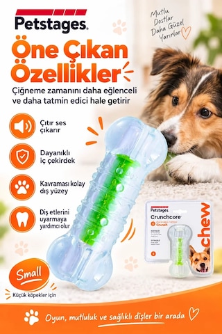 Petstages Crunchcore Bone Çıtırtılı Kemik Şeklinde Köpek Çiğneme Oyuncağı Small