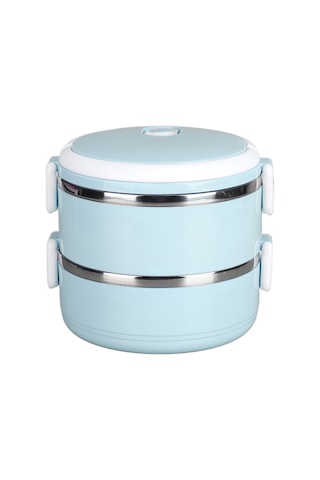 Termal Öğle Yemeği Kutusu, İstiflenebilir Sıcak Yemek Kutusu, 304 Paslanmaz Çelik, Yuvarlak Öğle Yemeği Kutusu, Mühürlü Gıda Kapları, Çift Katmanlı, 304 Kalınlaştırılmış Mavi Çok Renkli