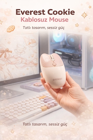Everest Km-6287 Cookie Fildişi Kablosuz 2.4g + Bt Q Klavye + Mouse Set Optik