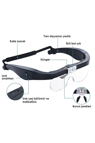 Texta 11537dc Şarj Edilebilir Ledli Gözlük Büyüteç