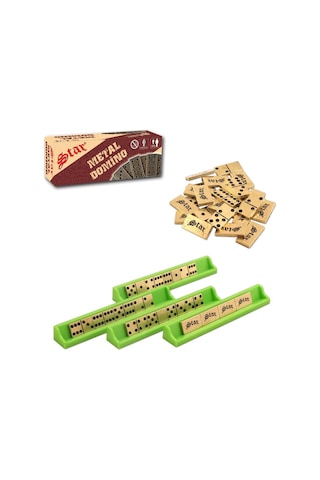 Star Domino Zamak Büyük Boy Domino Oyun Seti Metal Domino Taşı Se
