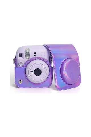 Fujifilm Instax Mini 12 Fotoğraf Makinesi + 10'lu Film + Parlak Kılıf Seti Lila