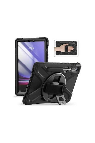 Galaxy Tab S10 Fe Uyumlu 10.9" Tam Koruma Sağlayan Zırhlı Silikon Şok Emici Tablet Kılıfı Arka Kapak Siyah