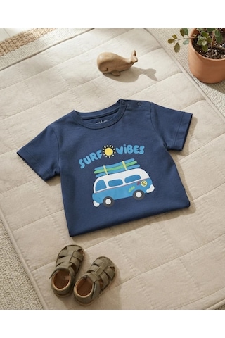 Tuffy Erkek Bebek Mavi Süprem Kumaş Baskılı T-shirt Rahat Kesim