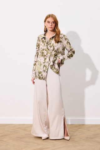 Sateen Desenli Düz Kesim Gömlek - Haki-136803 haki