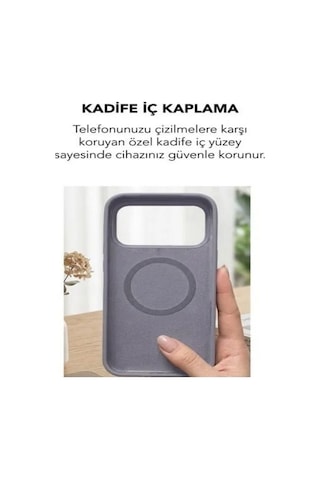 Apple İphone 17 Pro Max Uyumlu Magsafe Lansman Silikon Kılıf Gri
