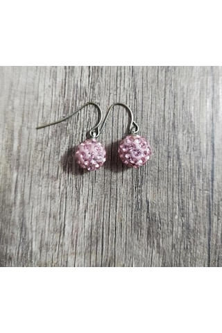 Hdmarketim Şambala Model Swarovski Taşlı Pembe Sallantılı Küpe Çok Renkli