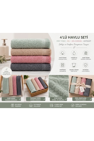 Pamuklu Mutfak Havlusu 4'lü Set 30x50 Cm El Ve Kurulama Havlusu Yumuşak Emici Çok Amaçlı Mint