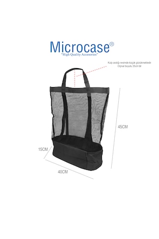 Microcase 2 Katlı 50lt Termal Buzluk Bölmeli Plaj Seyahat Çantası Al4519 Siyah