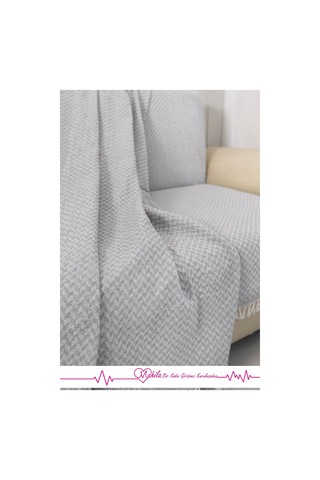 Klasik Pamuklu Koltuk Örtüsü 160x200 Cm Okucu Desen Koltuk Örtüsü Gri