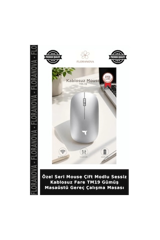 Özel Seri Mouse Çift Modlu Sessiz Kablosuz Fare Tm19 Gümüş Masaüstü Gereç Çalışma Masası